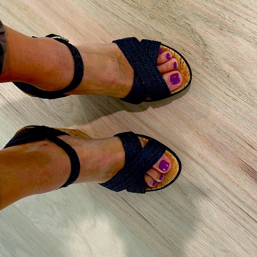 Stuart Weizmann Cork Wedge Sandals
